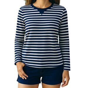 Lands' End Navy and White Thermal Striped Pajama Set